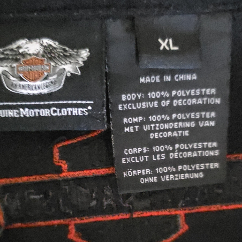 Mens Harley-Davidson Black Jacket with Orange Piping - Picture 3 of 7